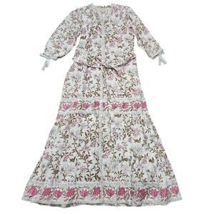 Hannah Artwear Bougainvilea Floral Print 100% Linen Dress Size 0